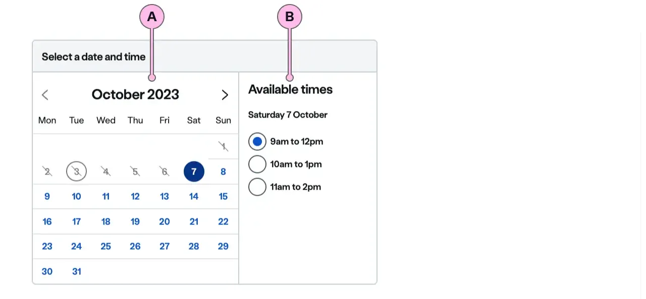 Labelled diagram of ns-appointment-picker